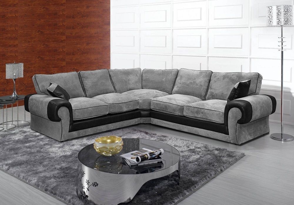 FOOTSTOOL LARGE TANGO CORNER OR 3+2 SEATER SOFA IN BLACK AND GREY